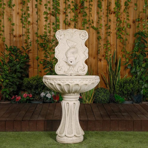 Large white stone fish design - white,