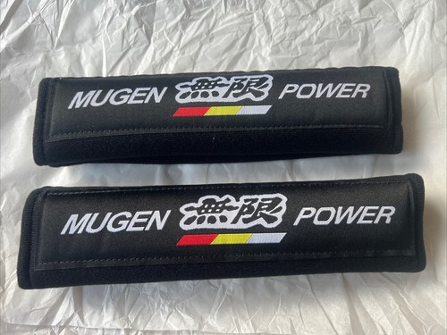 Black mugen seat belt pads - black,