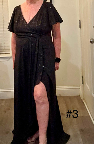 Black sequin neck flutter - sequin,
