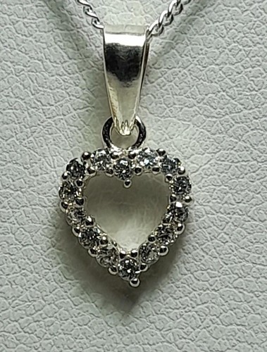Silver heart cubic - heart, zirconia
