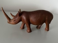 HAND CARVED SOLID WOODEN RHINO