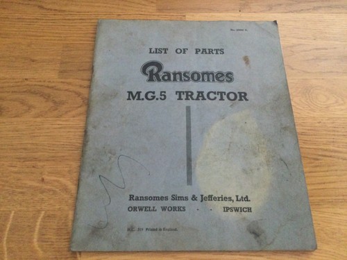Ransomes mg5 parts manual - ransomes,