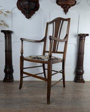Reupholstered Edwardian Mahogany Parlour Armchair
