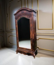 Antique French Walnut Armoire Wardrobe With Drawer And Mirror
