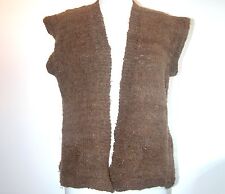 HAND SPUN/KNIT NATURAL FLEECE BROWN VEST/SWEATER/JUMPER BUST 38" 