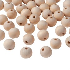 Natural Untreated Round Wooden Beads - Approx 20mm - Light Beige - Pack of 20