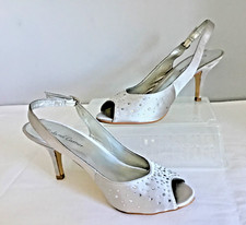 Roland Cartier Ladies Metallic Silver Open Toe High Heel Sandals  - Size 5
