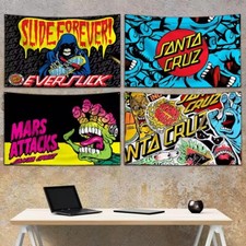 skateboard banner flag cave man 90 150cm garage skate cm any garagae santa cruz