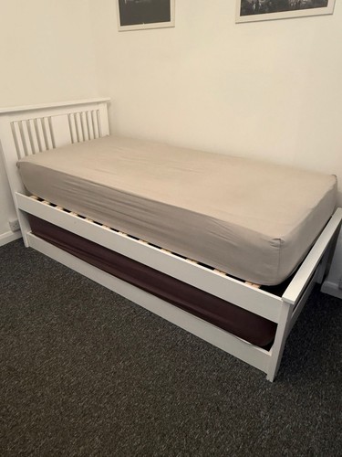 Trundle bed white solid - white, wood