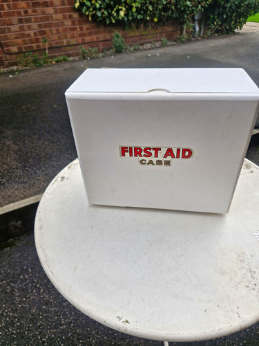 Vintage white wooden first aid - wooden,
