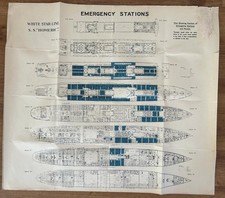 HOMERIC, DORIC, GEORGIC (White Star) SET OF THREE EMERGENCY STATIONS DECK PLANS