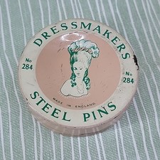 Vintage Retro Dressmakers Steel Pins tin No 284 and pins