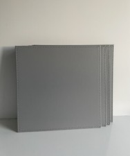 NEW GREY REVERSIBLE SET 4 SQUARE PLACEMATS 29 x 29cm FAUX LEATHER PLACE SETTINGS