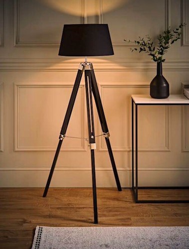 Black wood chrome tripod - wood, &