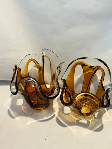 Pair vintage amber - pair, &
