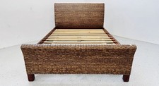Divine Double Sleigh Rattan Wicker Bed & Slats Designer Looks Cosy Cottage Chic