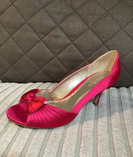 Phase Eight Womens Fuchsia Pink Satin High Heel Peep Toe Court Shoes Size 5 Used
