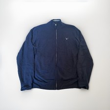 Gant Jumper Wool Blend Full Zip Up Jacket Jumper Texture Blue Cardigan Size XL