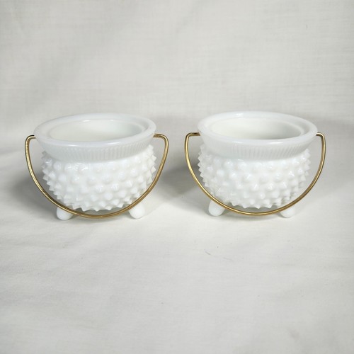 Vtg fenton hobnail kettle pot - fenton,