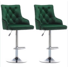 Homcom Retro Swivel Bar Stools Set - Green, Set of 2