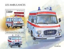 AMBULANCES: RAF-2203 Lettonie / Barkas B1000 / UAZ-452 Stamp Sheet (2019 Togo)