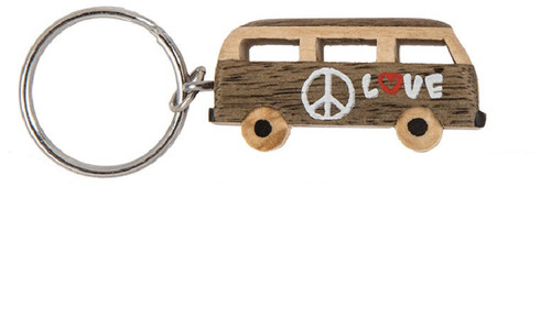 Metal keychain natural wood - keychain,