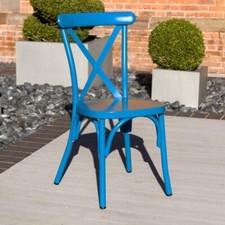 BLUE OUTDOOR DINING CHAIR GARDEN CHAIR ALUMINIUM DINING CHAIR RESTAURANT