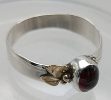 Antique Arts & Crafts Ring 9ct Gold and Sterling Silver Garnet Setting