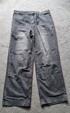 New Waist 38 Leg 31 Baggy wide fit faded black dark grey mens jeans 