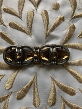 Antique Silver Metal and Jeweled Belt Buckle