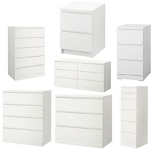 MALM White Chest of Drawers Bedroom Storage Units Multiple Sizes By IKEA