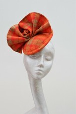 Oban - Genuine Harris Tweed Orange mix Cocktail hat ASCOT WEDDING