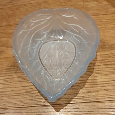 Bagley Knottingley Leaf Art Deco blue glass dessert bowl