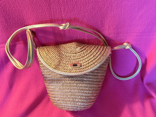 Vintage gold wicker crossbody - gold,