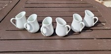 6x vintage mini milk jugs white