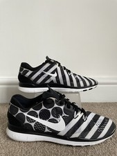 NIKE Womens Free 5.0 TR Fit Black White Spots Stripes Running Trainers UK 4.5