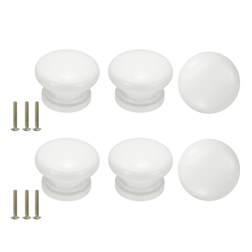 Pcs white drawer knobs round - white,