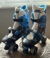 Quad Skates Roller Boots No Fear Blue/White Adjustable Size 1-4 UK