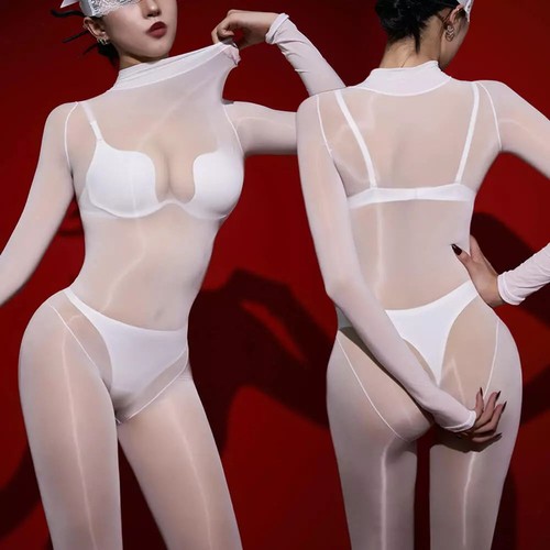 Unisex oil shiny bodysuit - oil,