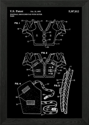 Football shoulder pad - , framed