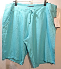 New w/ Tags Tom Franks Turquiose Linen Drawstring Waist Casual Shorts Size 14