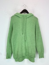 White Stuff Green Plain Knit Jumper Hoodie Style Long Sleeve Ribbed Hem UK 10