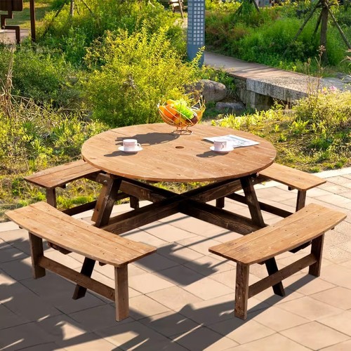 Seater wooden round - seater, picnic