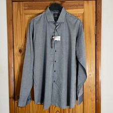 Jeff Banks Pure Cotton Long Sleeve Shirt GREY 2XL Tailored Fit BNWT FAST P&P ✅