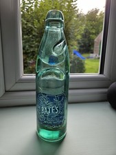 Green codd bottle blue marble Devon Bates Uplyme Yawl Spring Water glass 