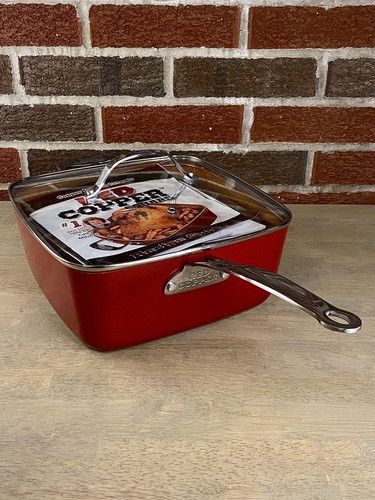 Red copper square pan - square, 4