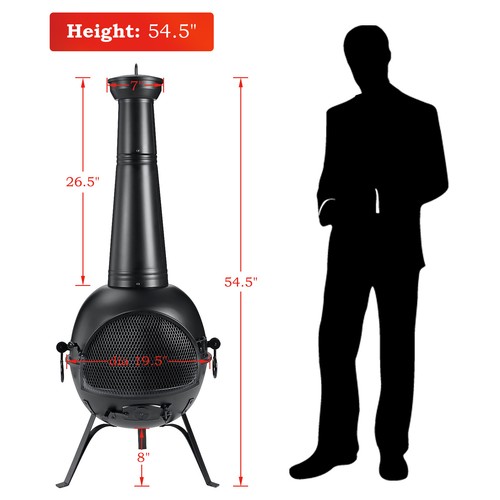 55in outdoor fire pit chiminea - 55in,