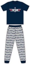 Mens Boys TOP GUN Movie Pyjamas Bottoms Grey Blue Top Lounge Set Fathers Day