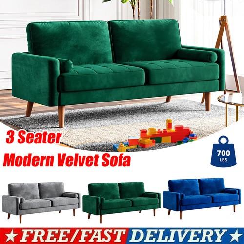 Seater velvet sofa with - 2/3,