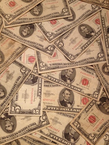 Red seal lincoln dollars - red,